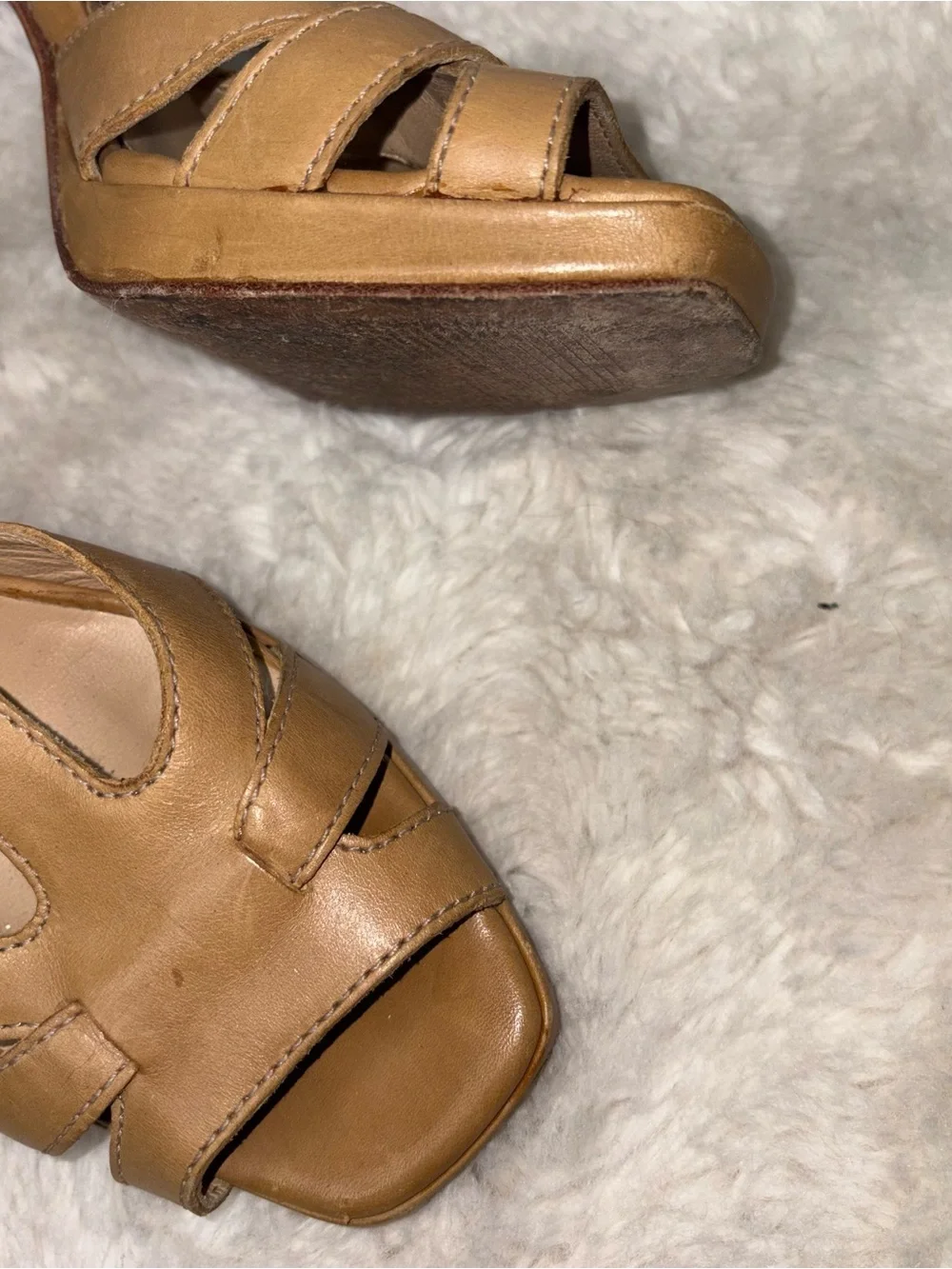 Michael Kors Cognac Leather Strappy Platform Heels size 51/2